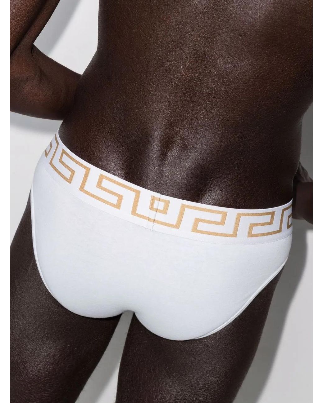 Versace White Greca Low Briefs 3 Pack for men