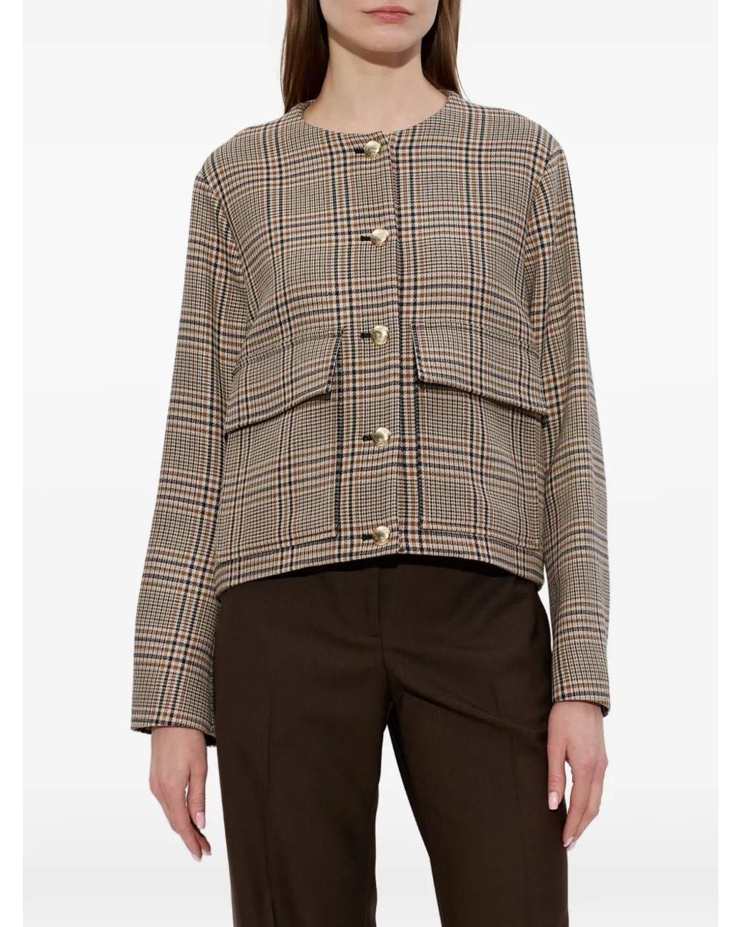 Paul Smith Brown Check-Pattern Buttoned Jacket