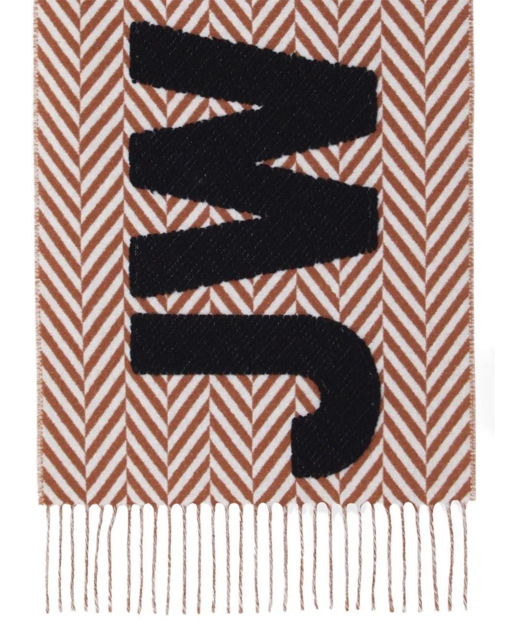 J.W. Anderson Natural Herringbone Logo-Intarsia Scarf