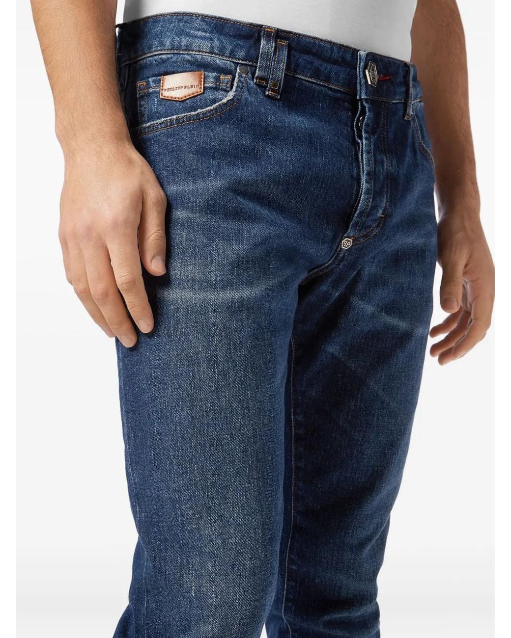 Philipp Plein Blue Super Straight Cut Jeans for men