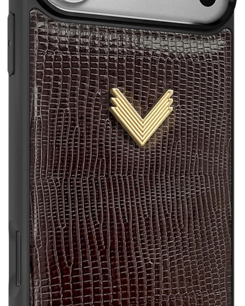 Velante Brown Lizard-Effect Leather Iphone 18 Pro Case