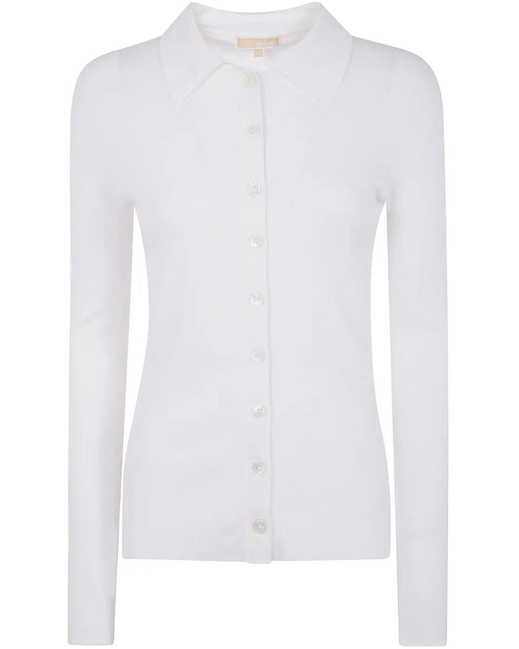 MICHAEL Michael Kors White Fine-Ribbed Cardigan