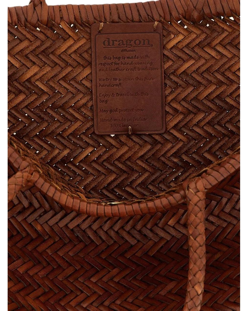 Dragon Diffusion Brown Woven Leather Tote Bag