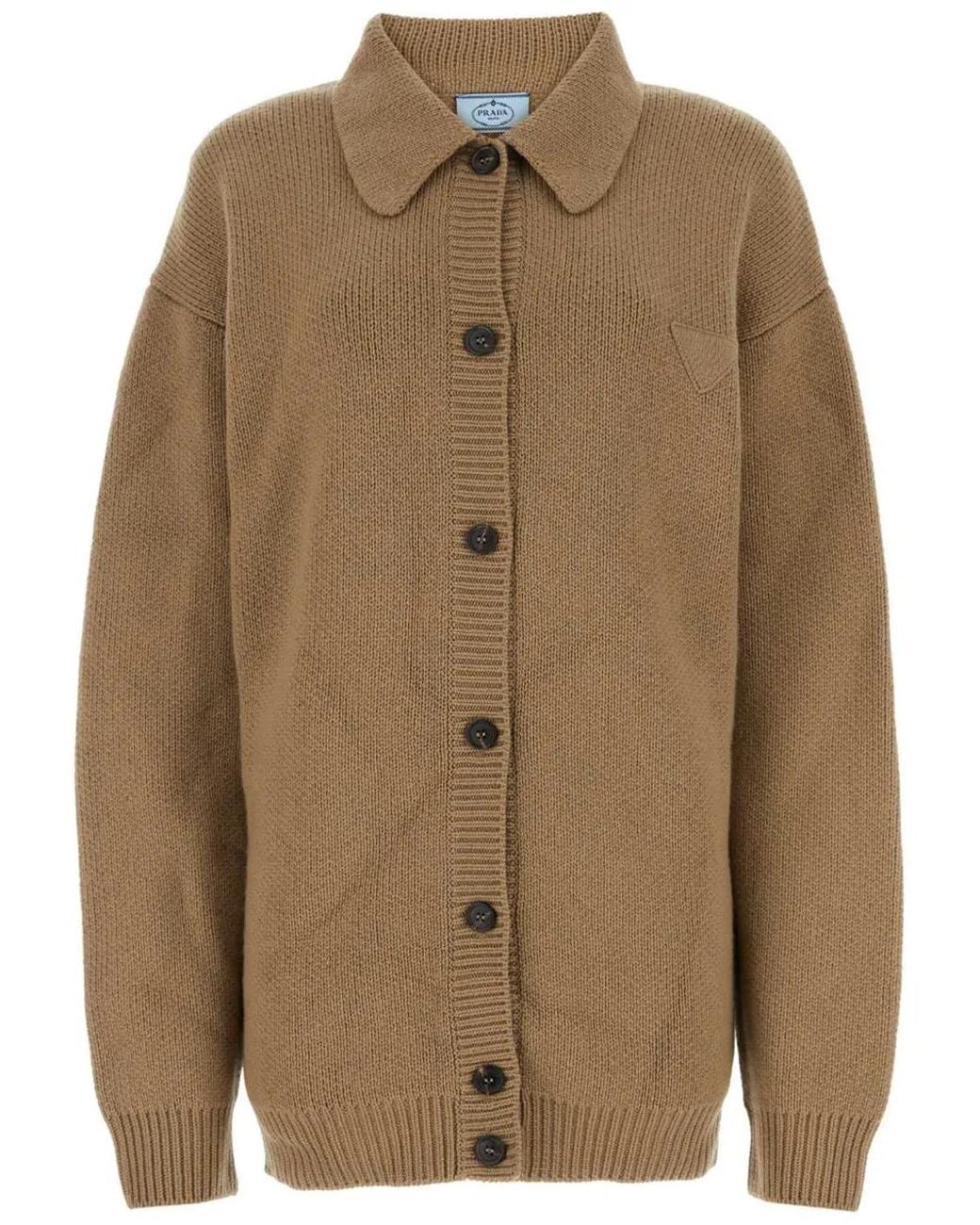 Prada Brown Biscuit Cashmere Cardigan