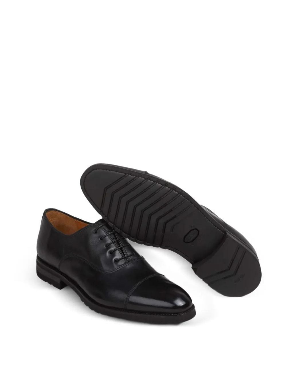 Bontoni Black Savoia Leather Shoes for men