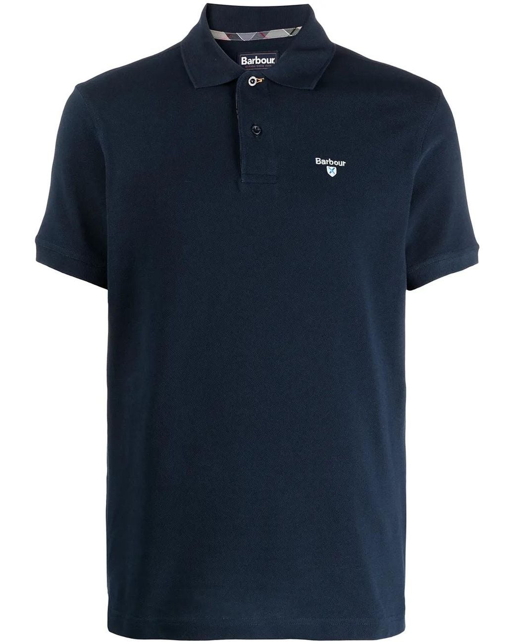 Barbour Blue Tartan Pique Polo for men