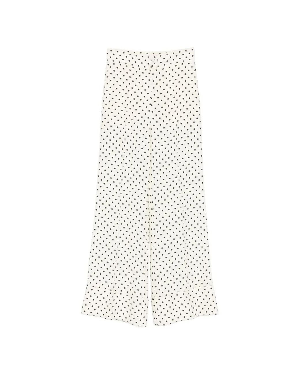 Valentino Garavani White Polka-Dot Wide-Leg Trousers