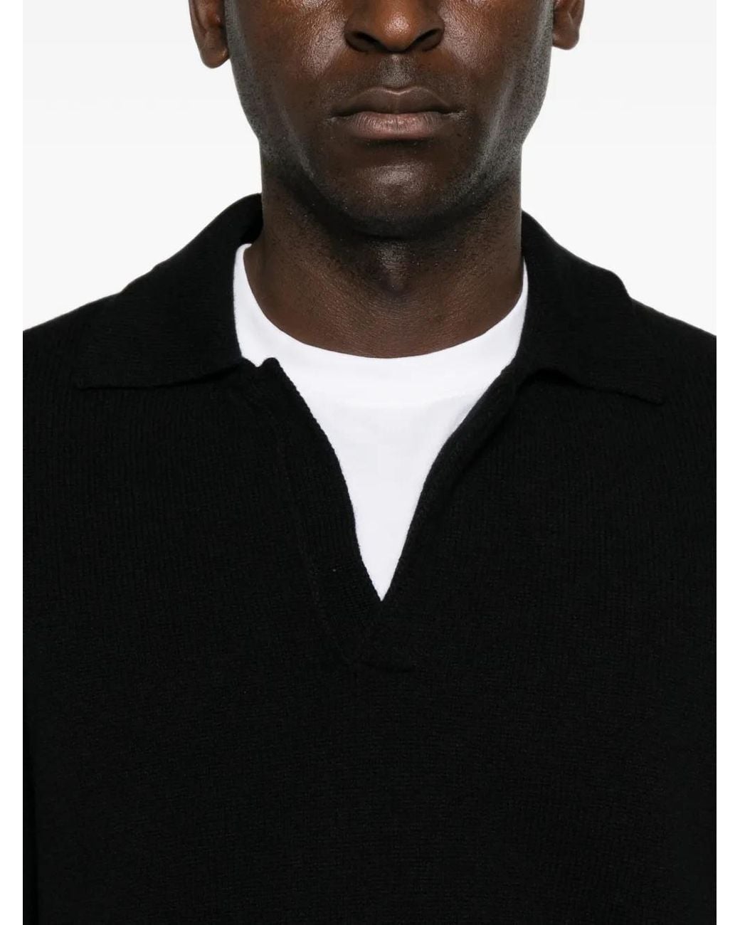 Laneus Black Fine-Knit Long-Sleeve Sweater for men