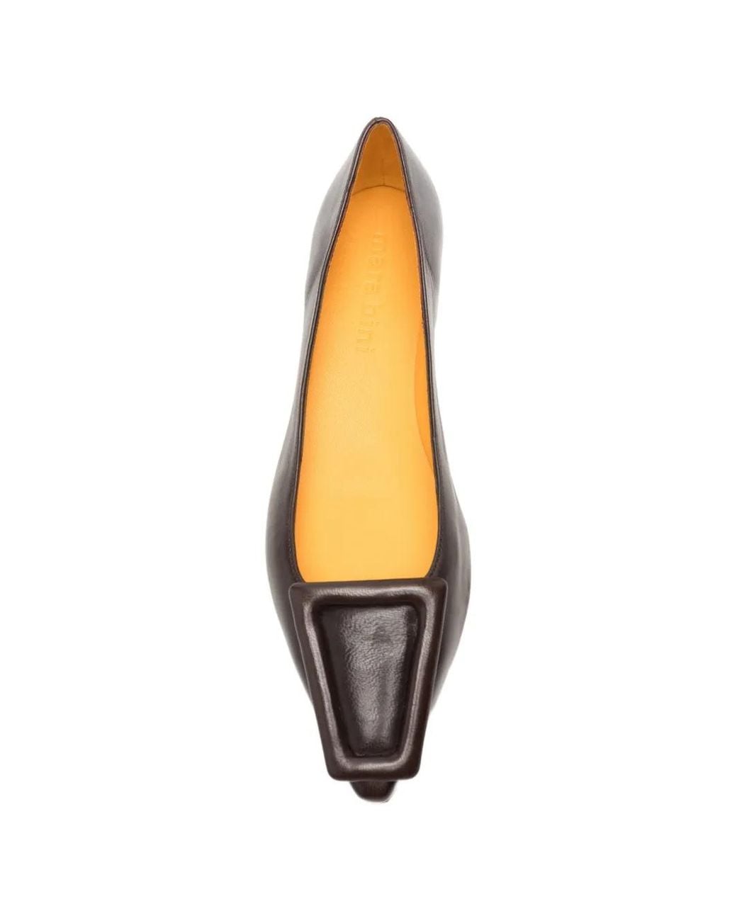 Mara Bini Brown Buckle-Detail Ballet Flats
