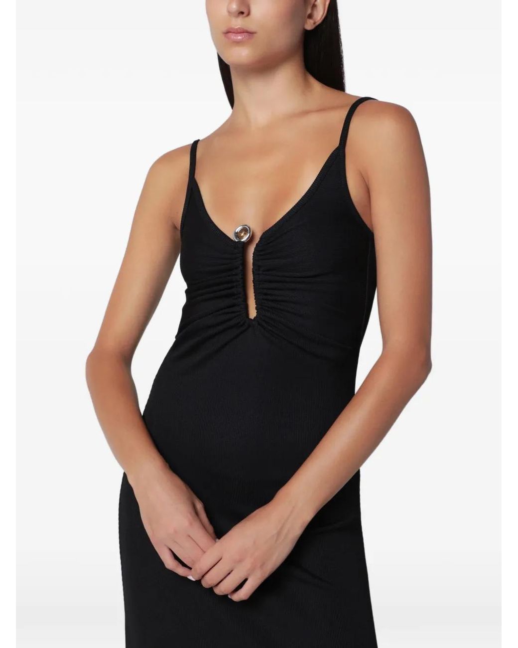 Christopher Esber Black Droplet Crystal-Clasp Cami Maxi Dress