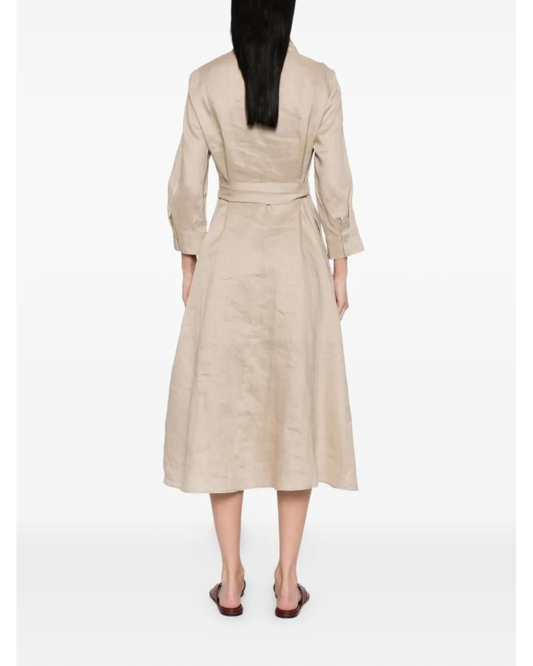 Pennyblack Natural Belted Button-Front Midi Shirt Dress