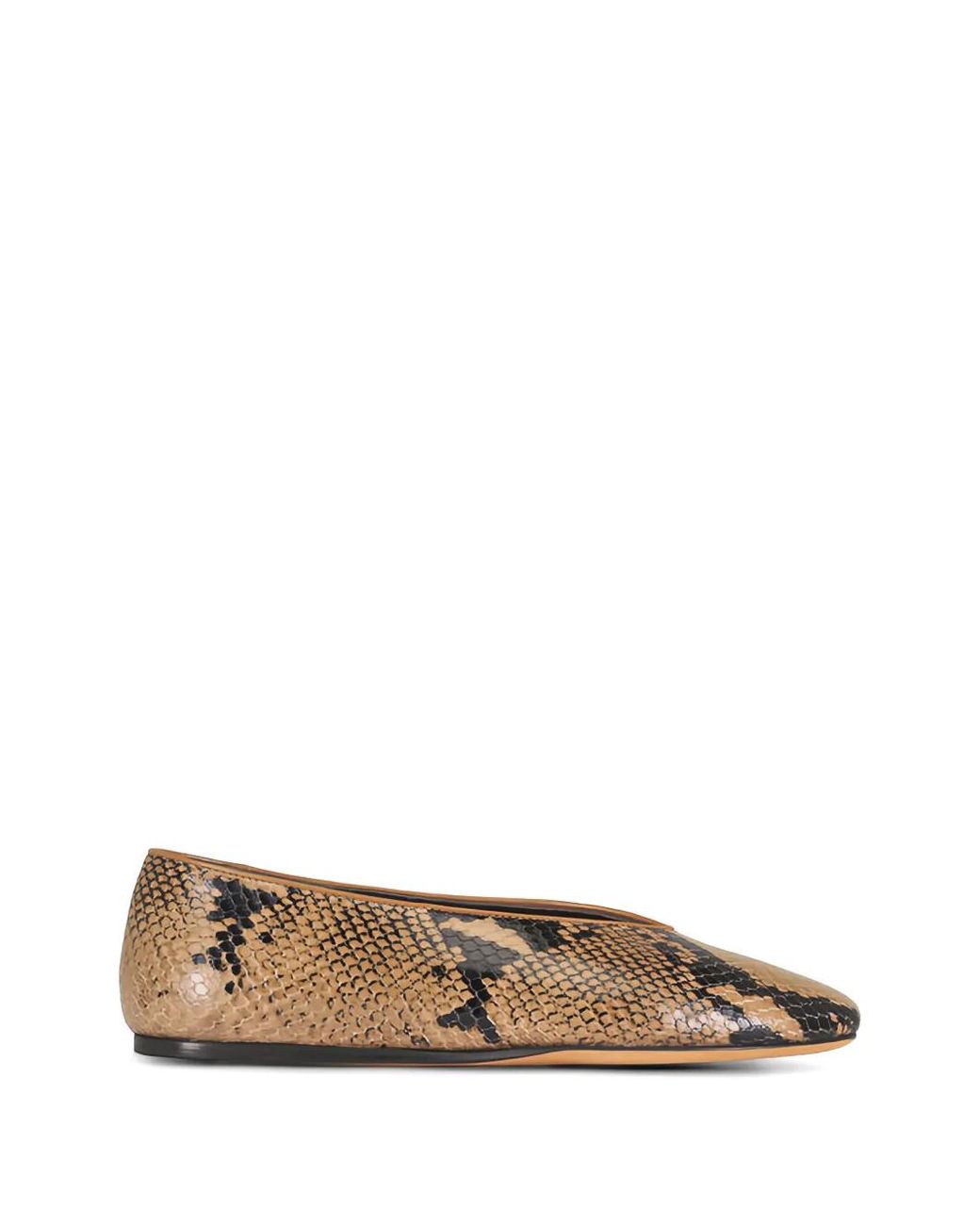 Le Monde Beryl Natural Snake-Effect Leather Ballet Flats