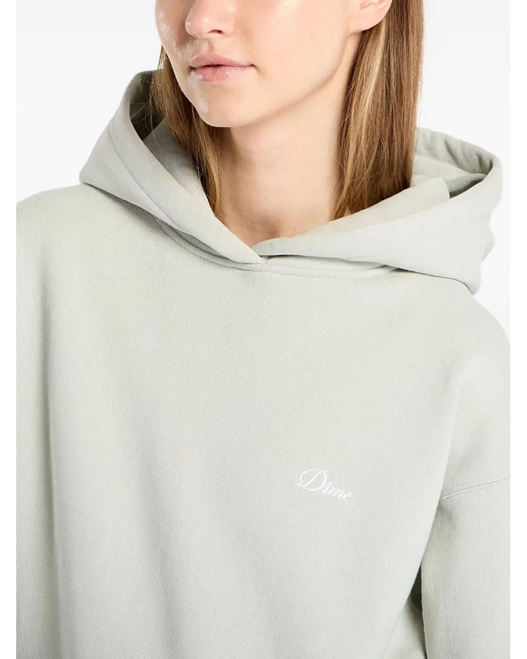 Dime Cursive Small Logo Hoodie in het White