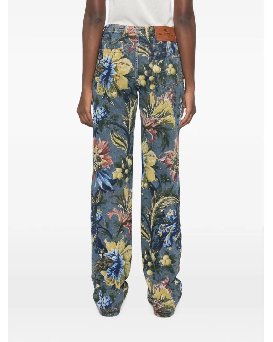 Etro Blue Jean À Fleurs