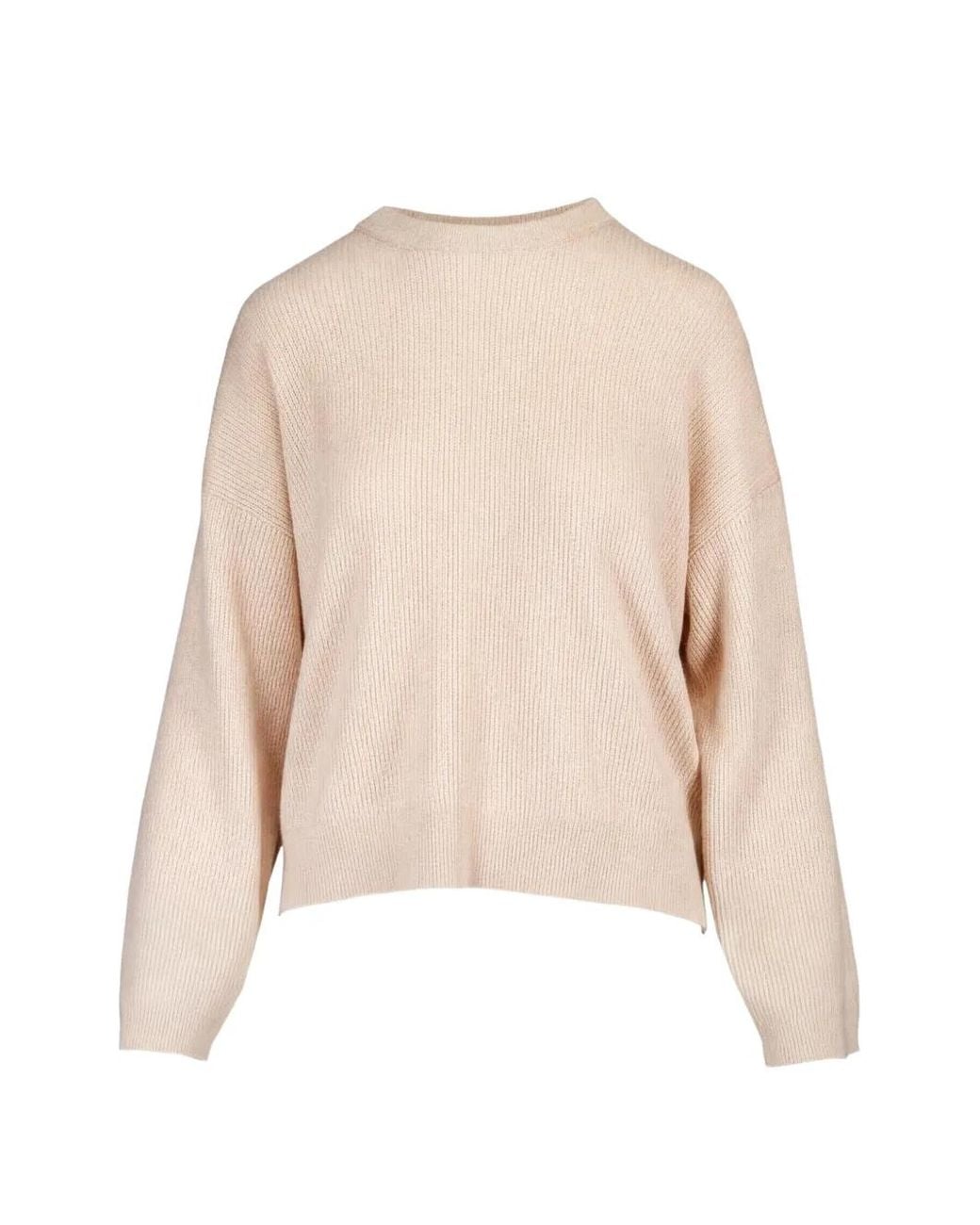 Brunello Cucinelli Natural Sparkling Cashmere English Rib Sweater