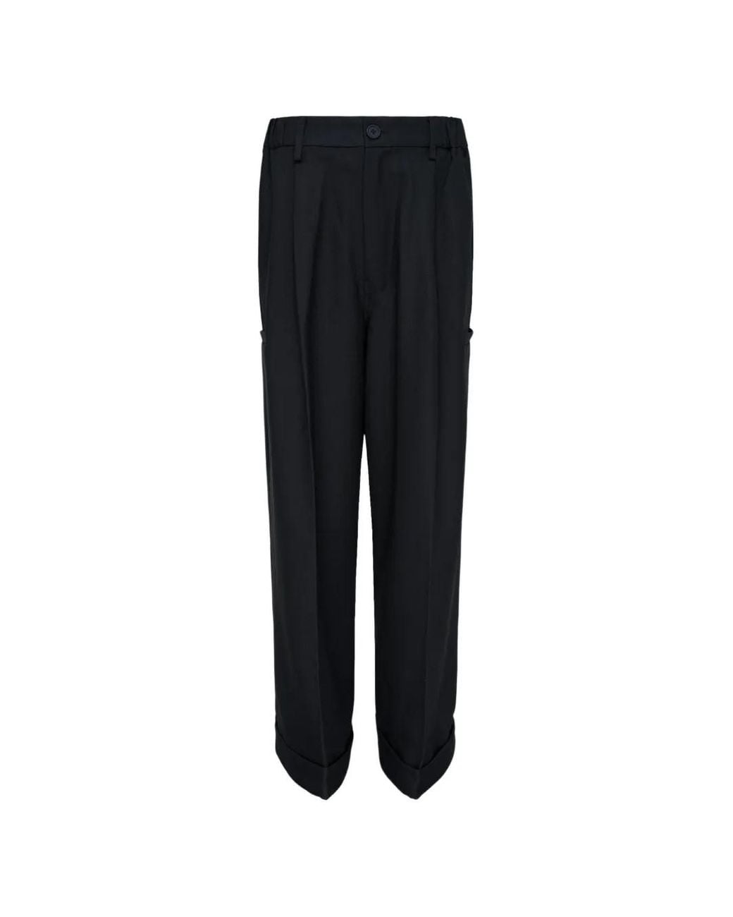 Melitta Baumeister Black Pleated Turn-Up Trousers