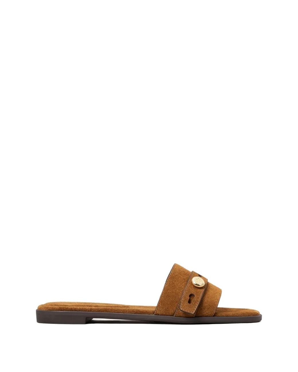 Tory Burch Brown Romy Slide Sandals