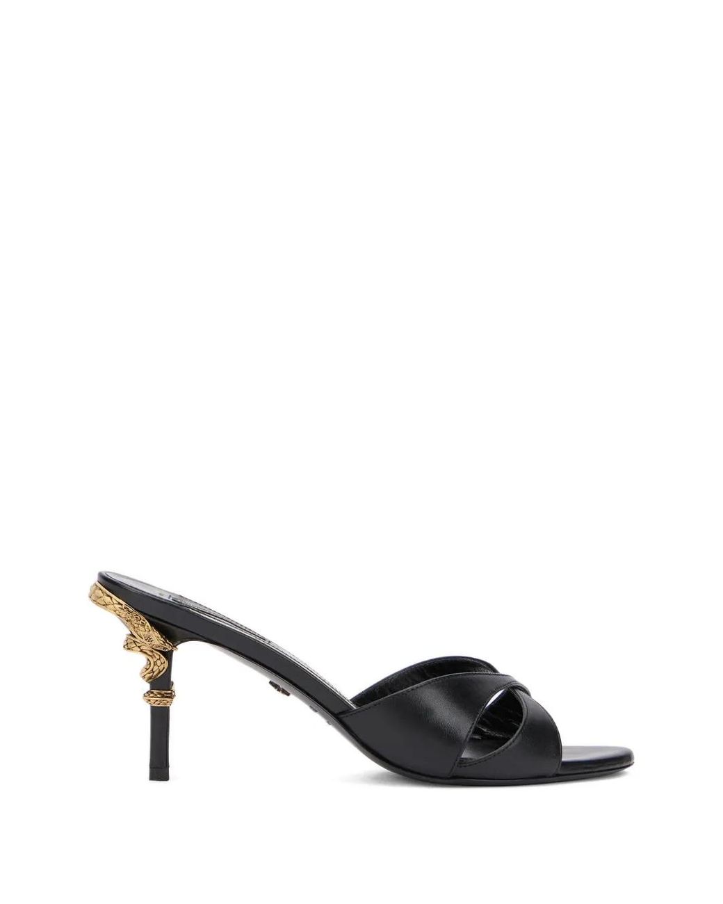 Roberto Cavalli Black Serpentine Sandals