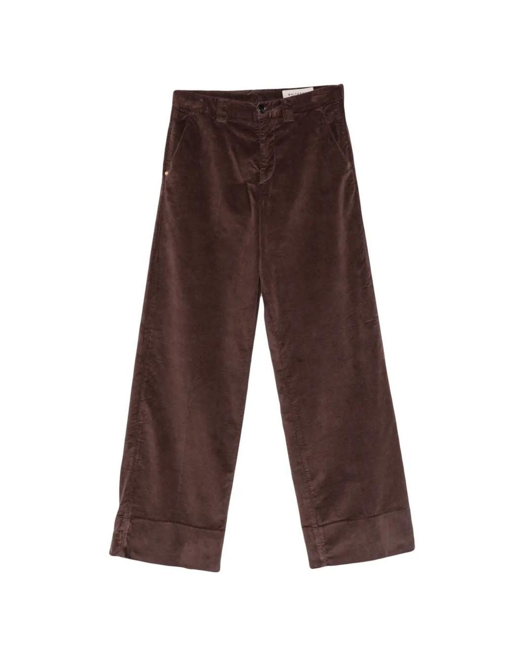 White Sand Brown Corduroy Wide-Leg Trousers