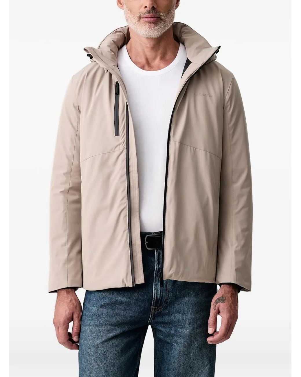 Lindbergh Natural Logo-Print Hooded Jacket for men