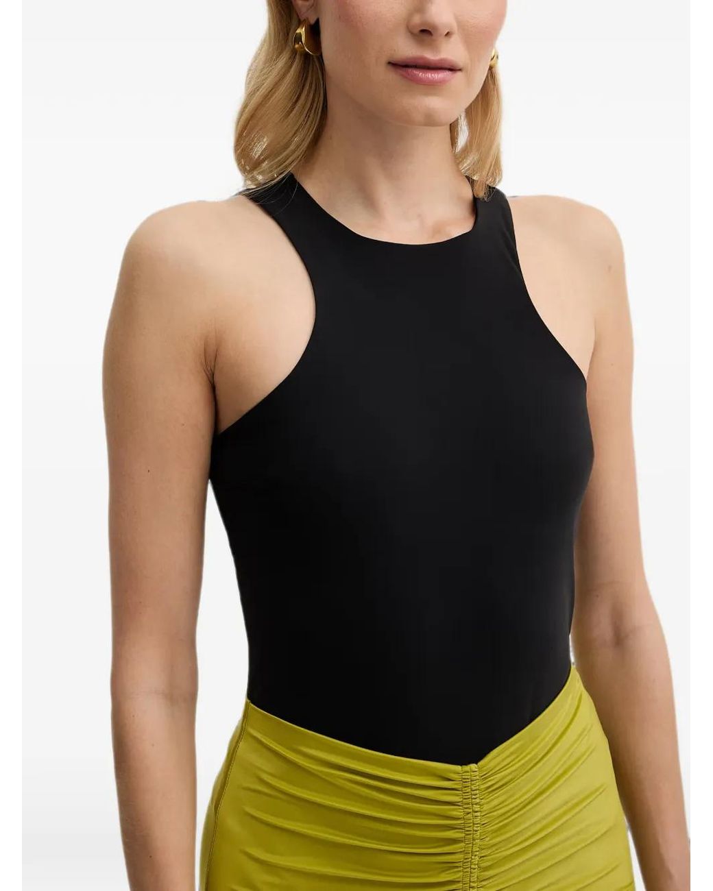 Patrizia Pepe Green Racer-Back Bodysuit