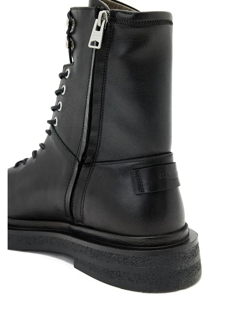 AllSaints Black Escher Lace-Up Zip Combat Boots