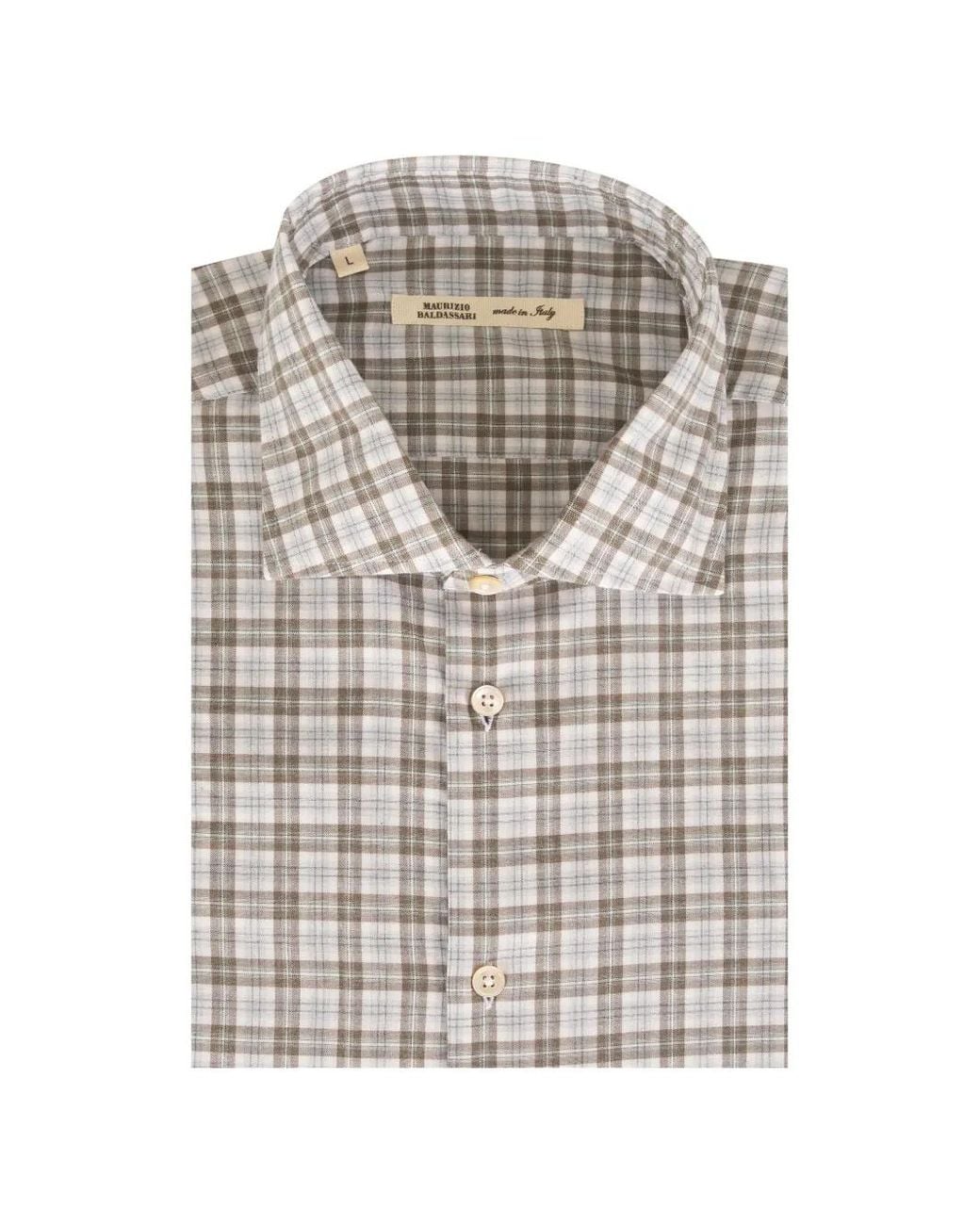Maurizio Baldassari White Check-Pattern Button-Down Shirt for men