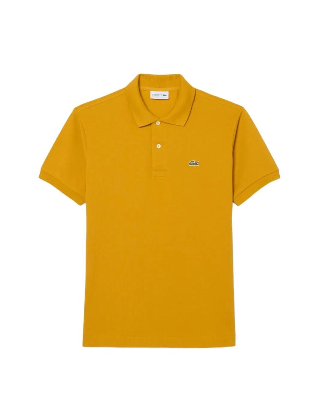Lacoste Yellow Classic Fit Original Logo-Patch Polo Shirt for men