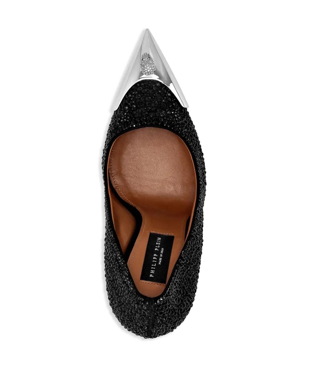 Philipp Plein Black Satin Hi-Heels Mix Strass Pumps