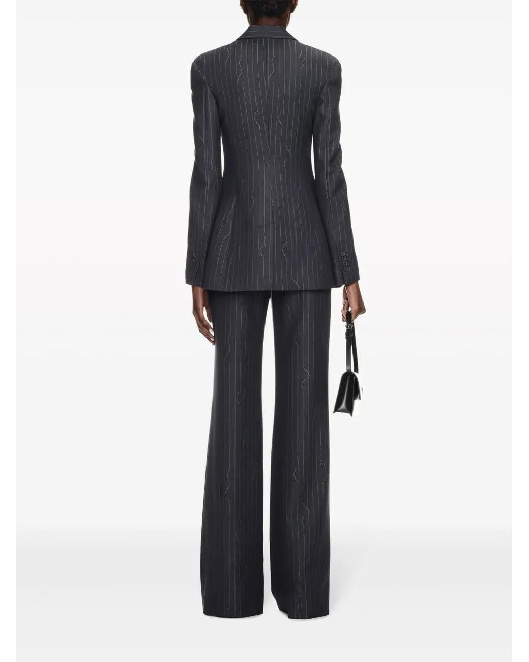 Off-White c/o Virgil Abloh Gray Off- Broken Pinstripe Pattern Jacket With