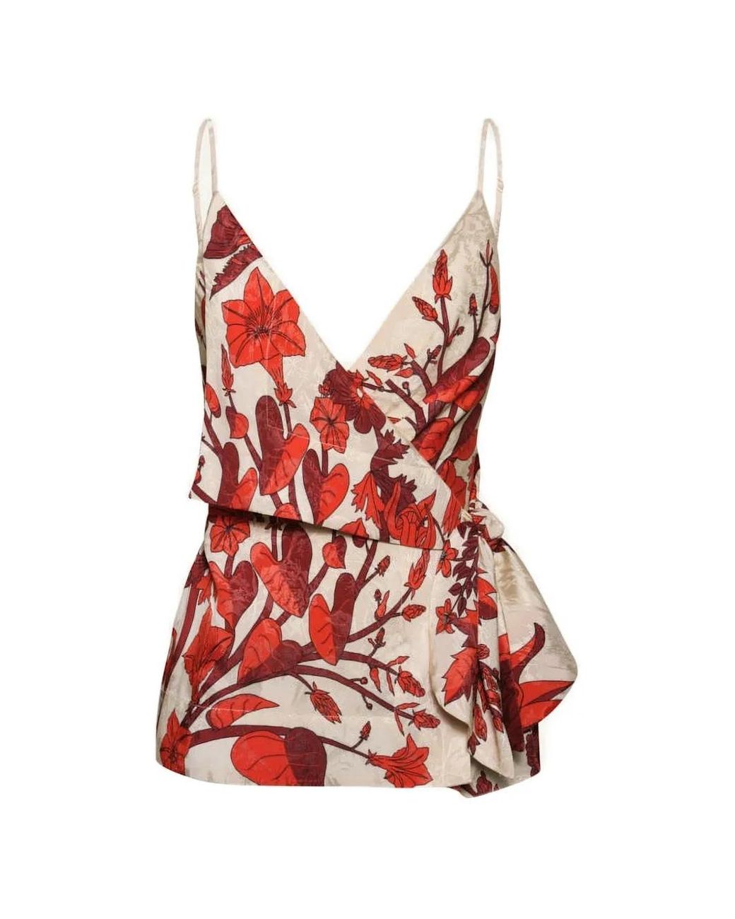 Johanna Ortiz Red New Gentle Wrap Top