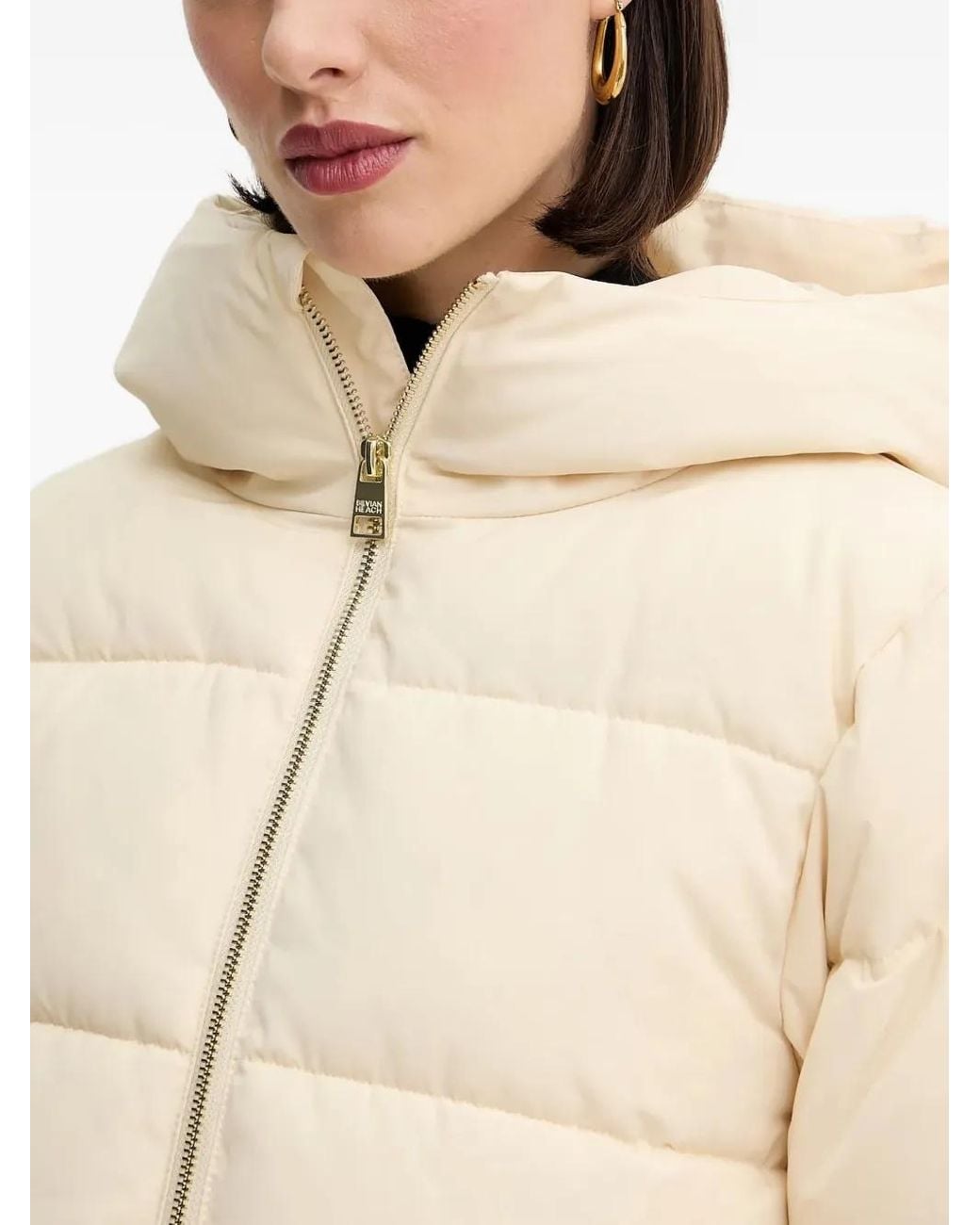 Silvian Heach Natural Hooded Zip Coat