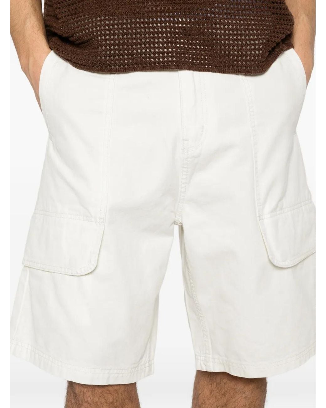 Arte' White Cargo-Pocket Shorts for men