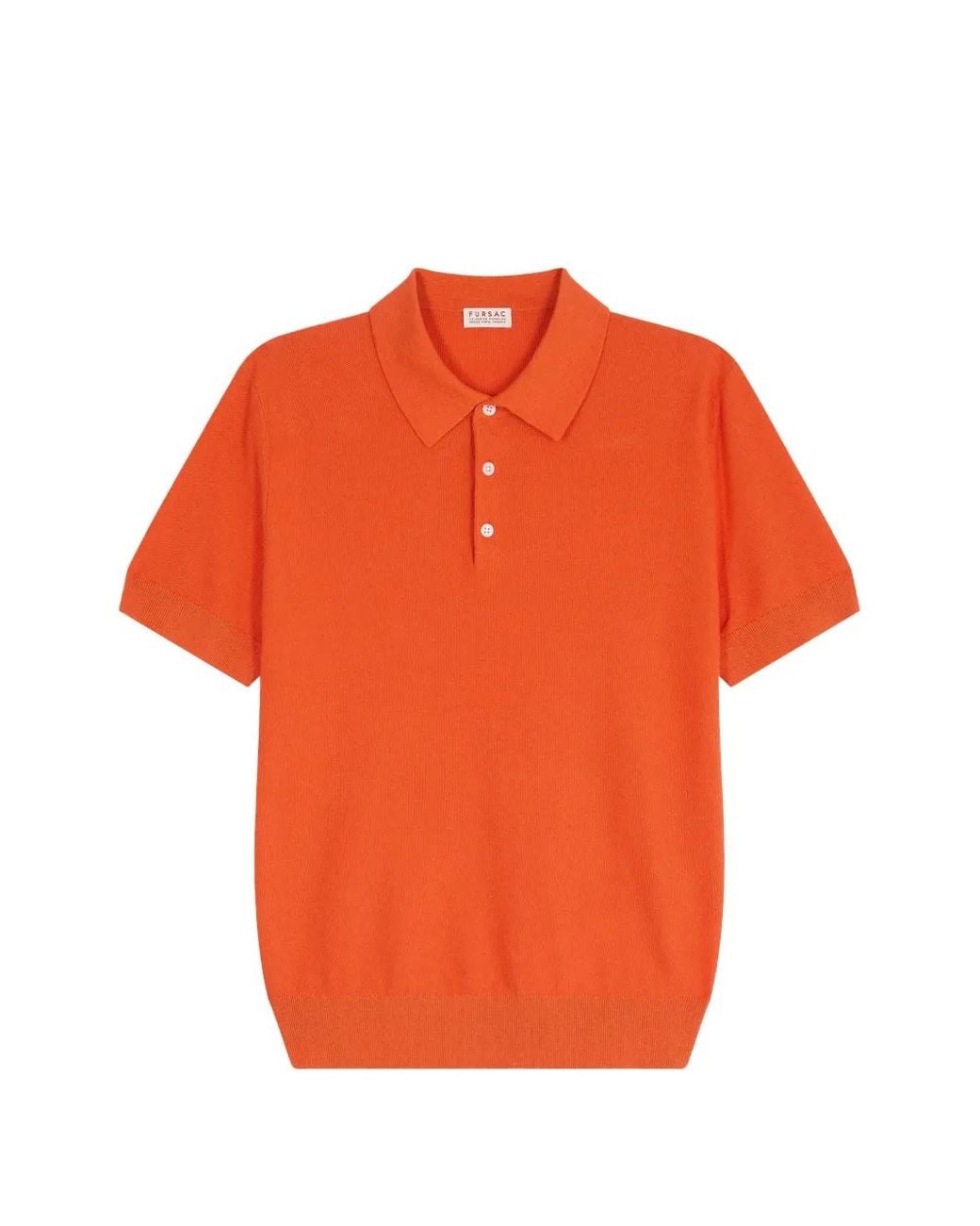 Fursac Orange Button-Up Polo Shirt for men