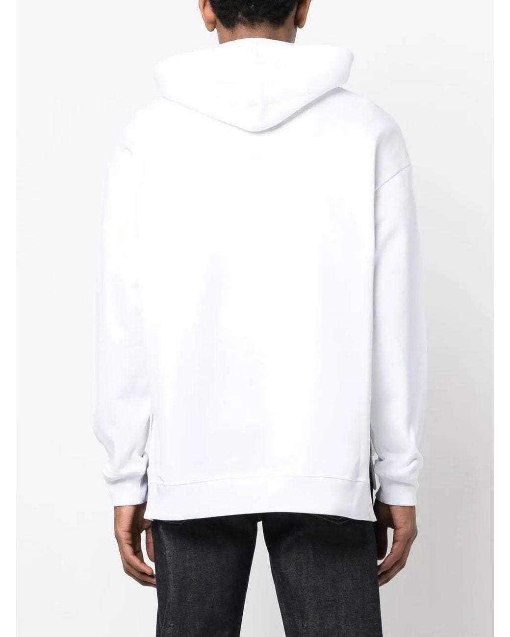 Moschino White Smile Logo-Print Cotton Hoodie for men