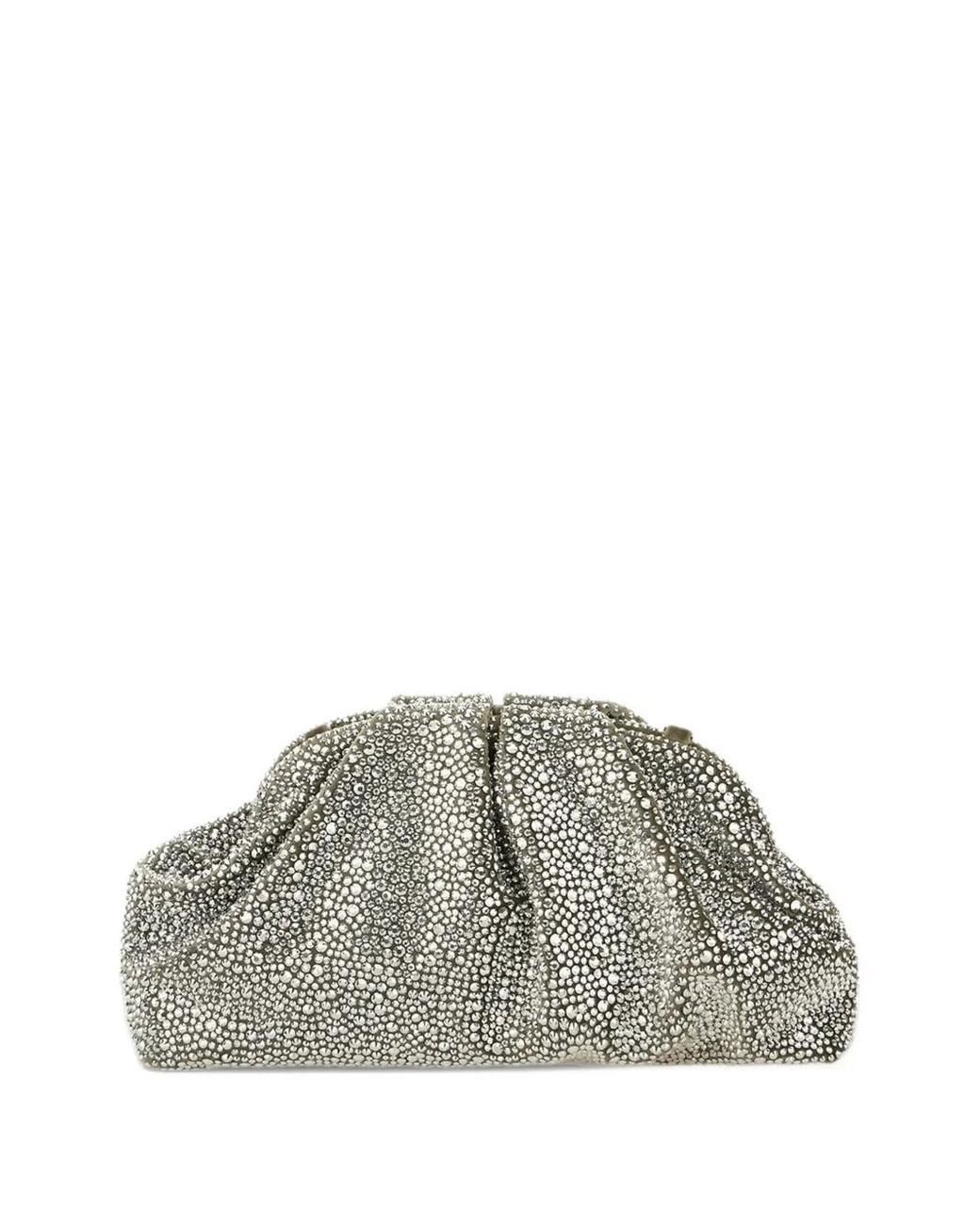 Twentyfourhaitch Gray Mirach Crystal-Embellished Ruched Shoulder Bag