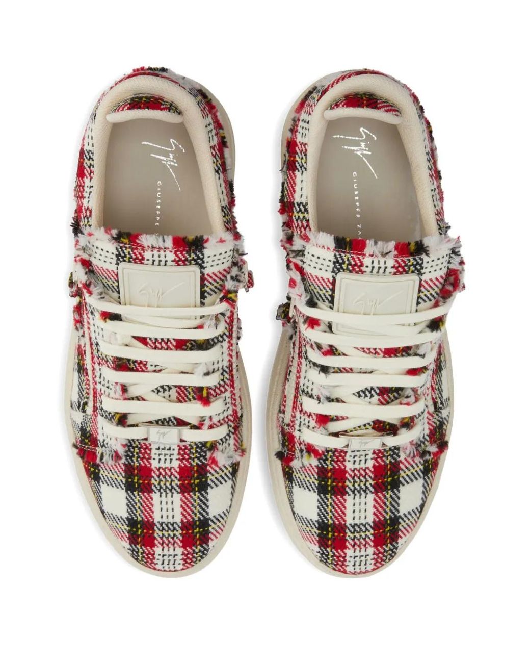 Giuseppe Zanotti Brown Tartan Zip Sneakers for men