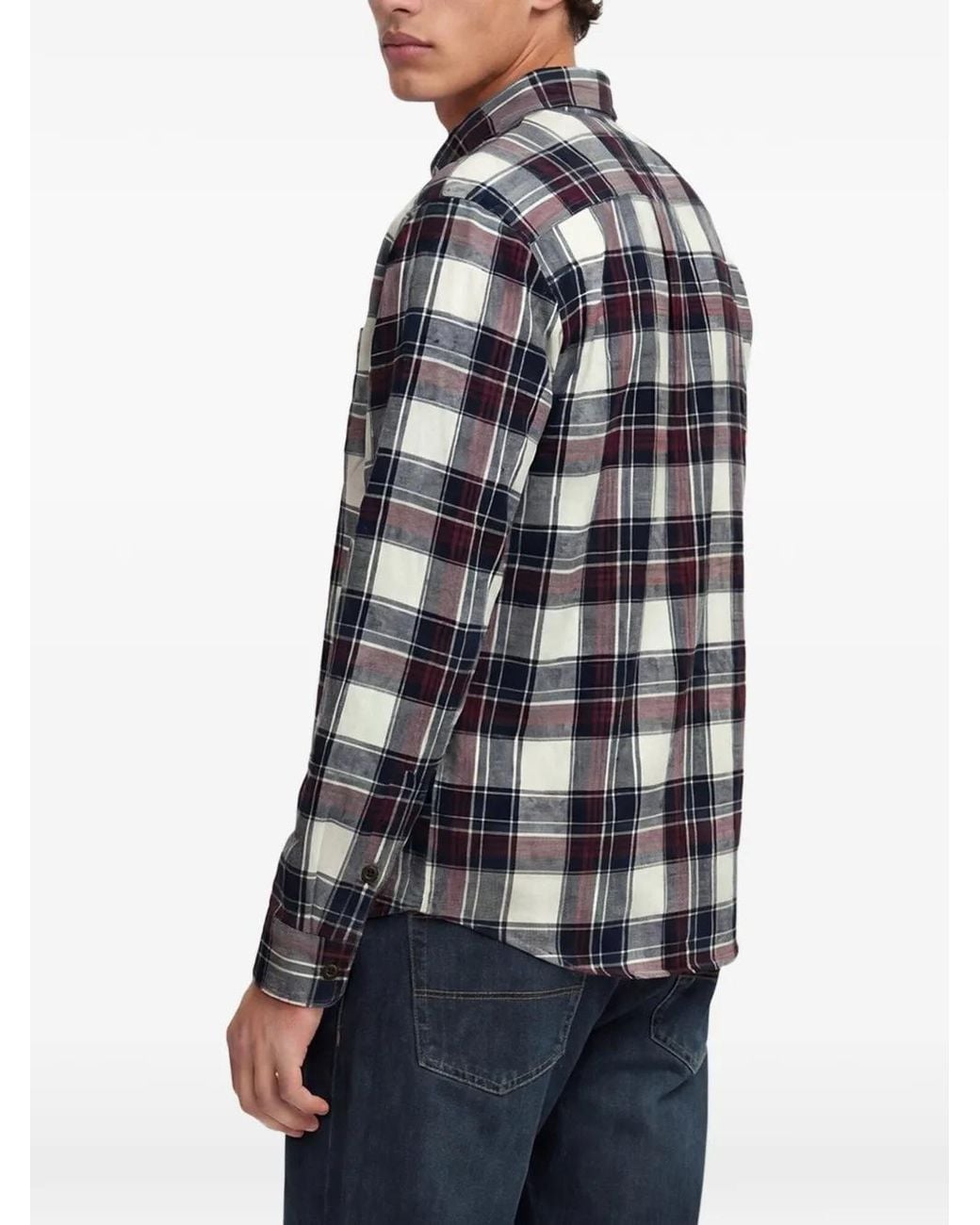 Superdry Gray Check-Pattern Cotton Shirt for men