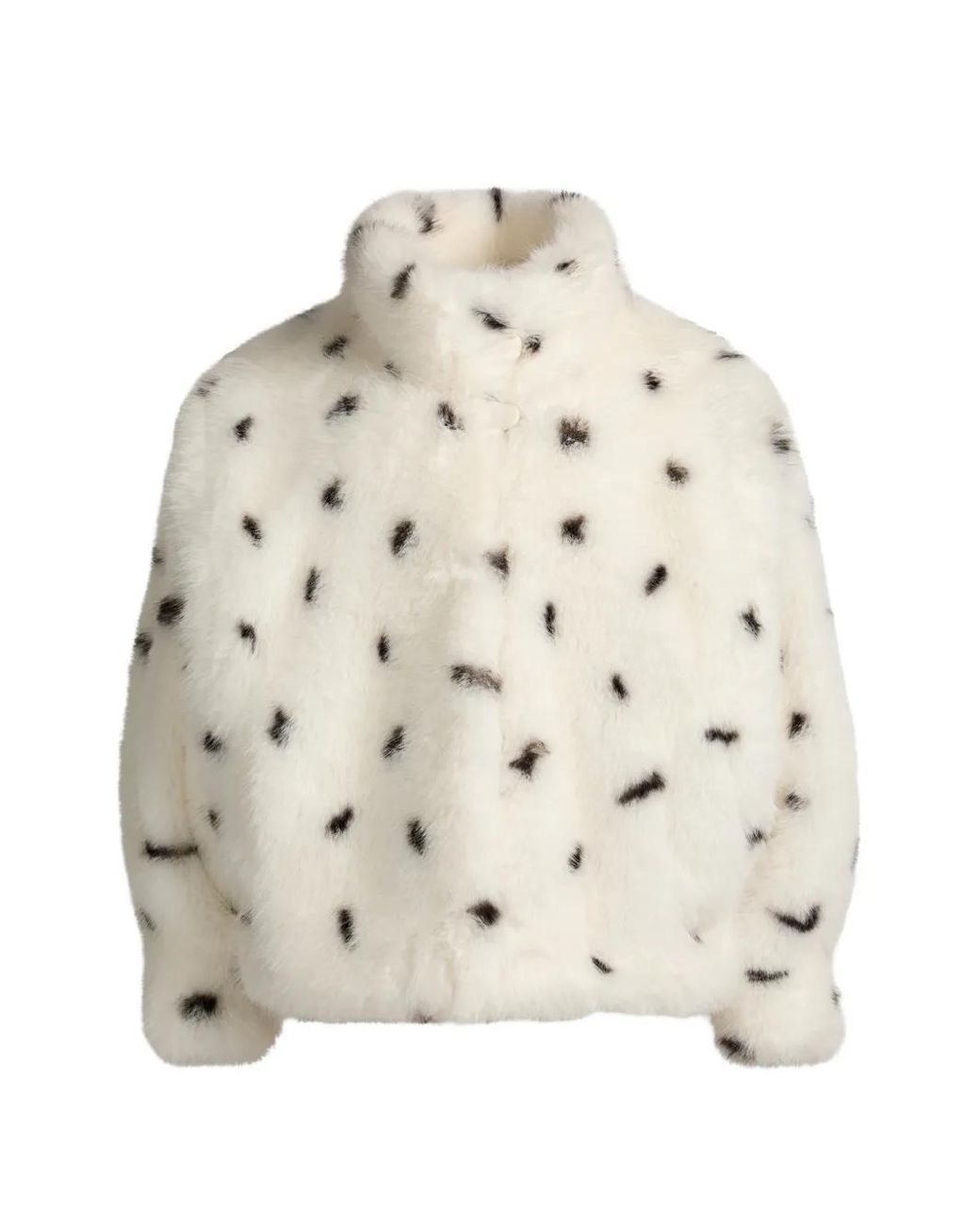 DUCIE Gray Katja Dalmatian-Print Faux-Fur Jacket