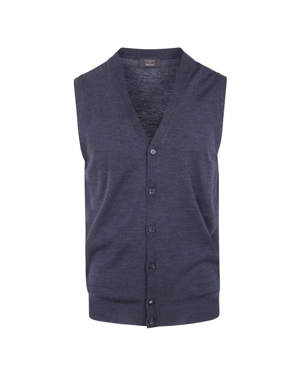 Zanone Blue V-Neck Sleeveless Cardigan for men