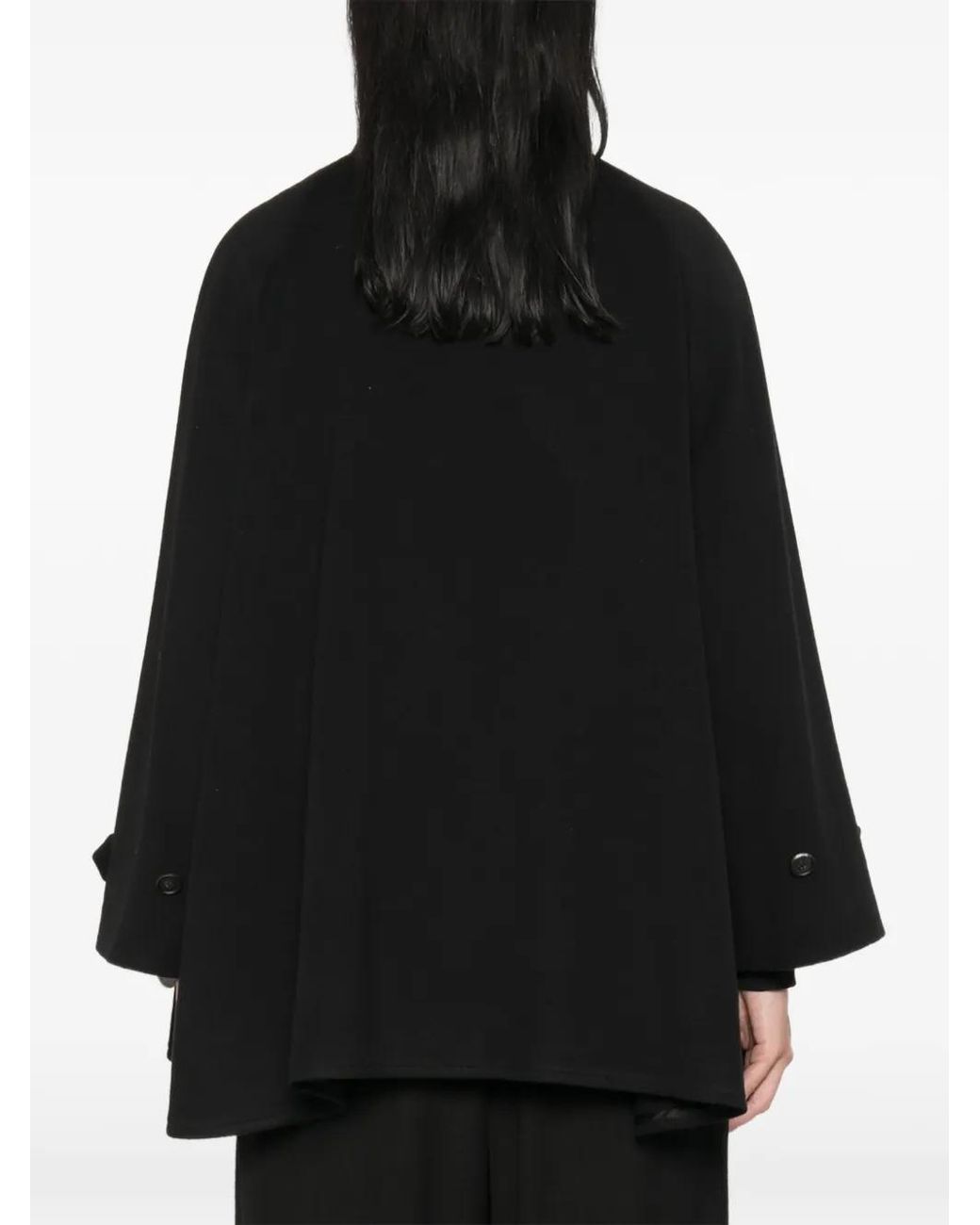 Tagliatore Black Button-Cuff Flared Jacket