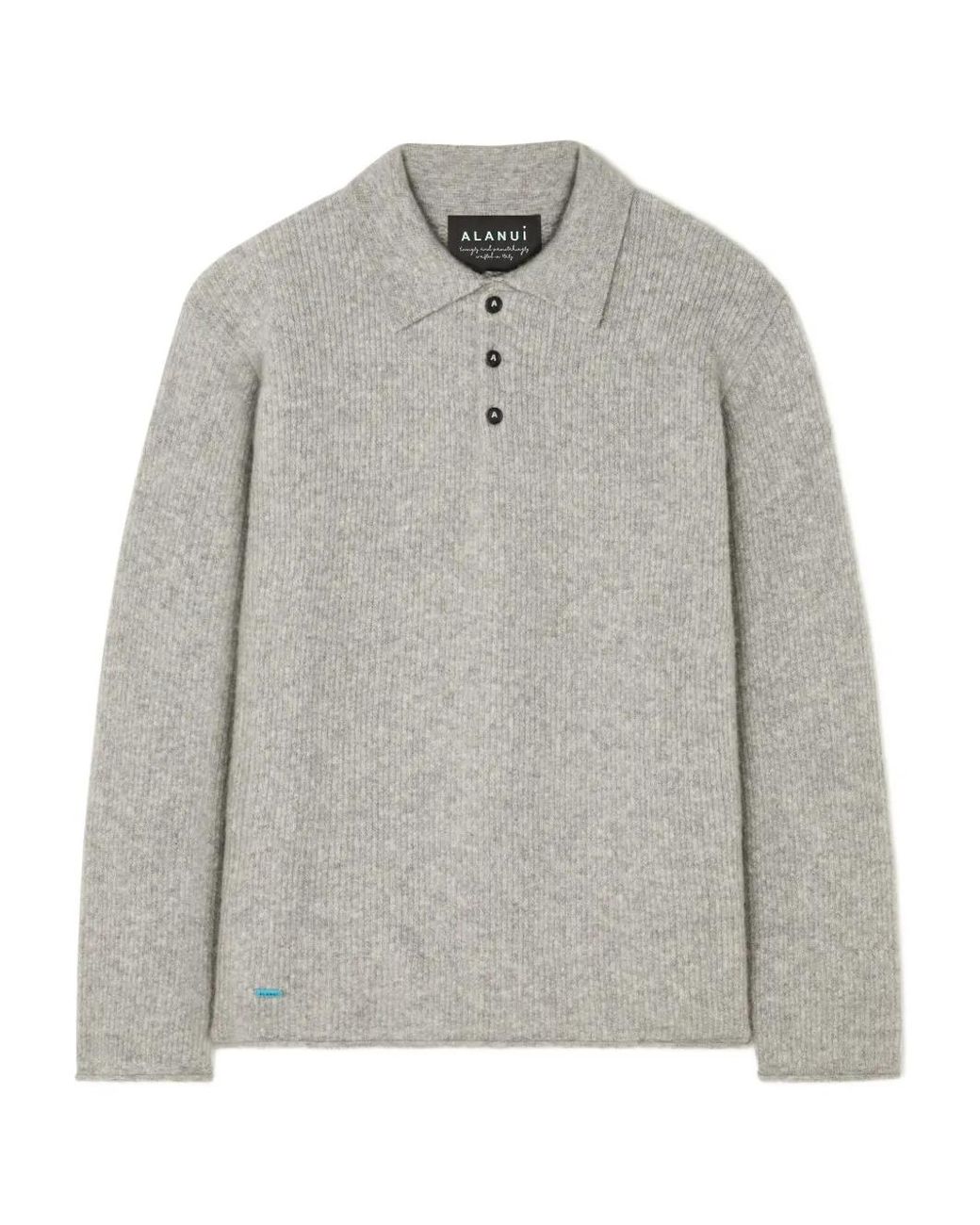 Alanui Gray Cashmere Blend Polo Shirt for men