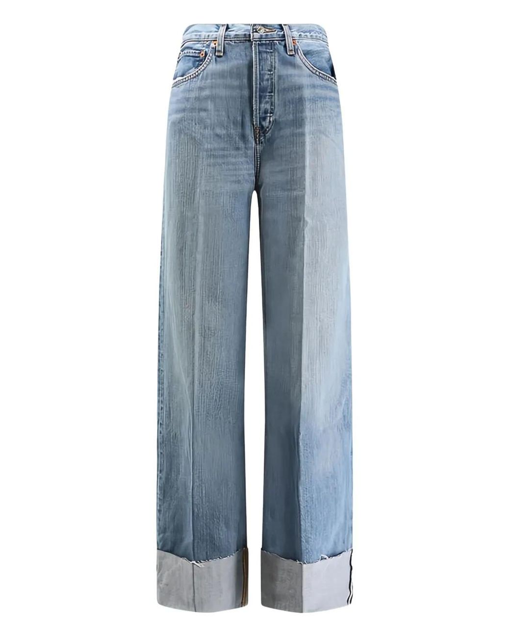 Jeans Con Risvolto di Re/done in Blue
