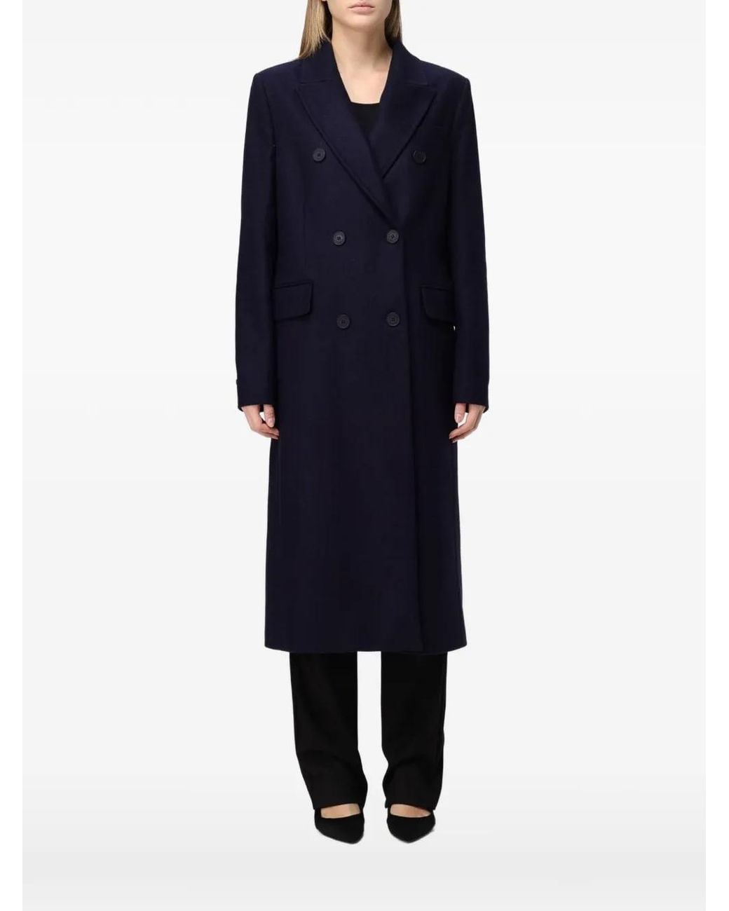 Mar De Margaritas Blue Double-Breasted Coat