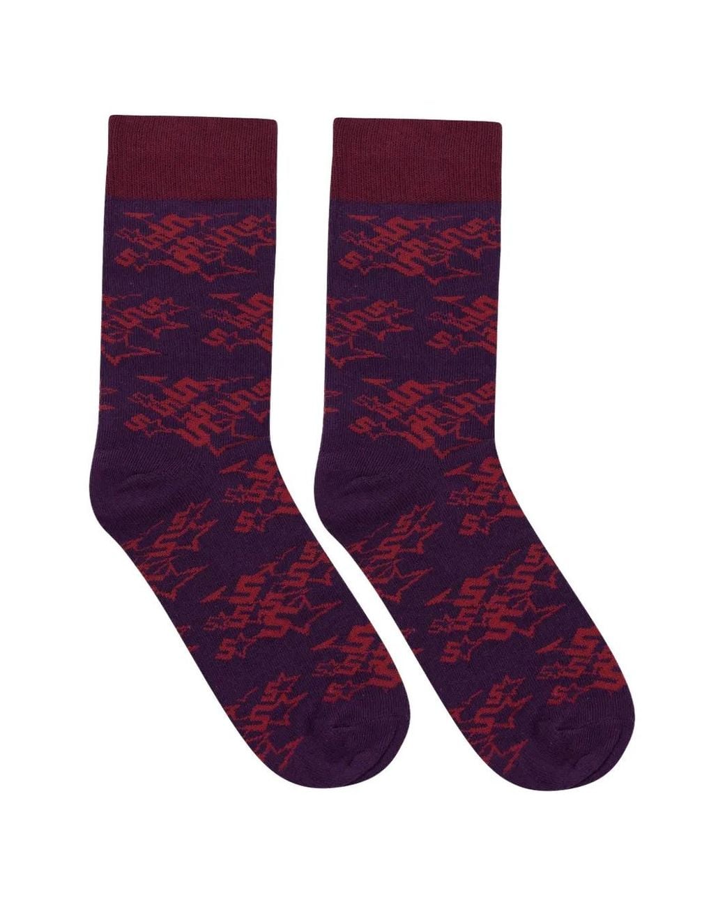 Sp5der Purple Candy Logo-Print Socks for men