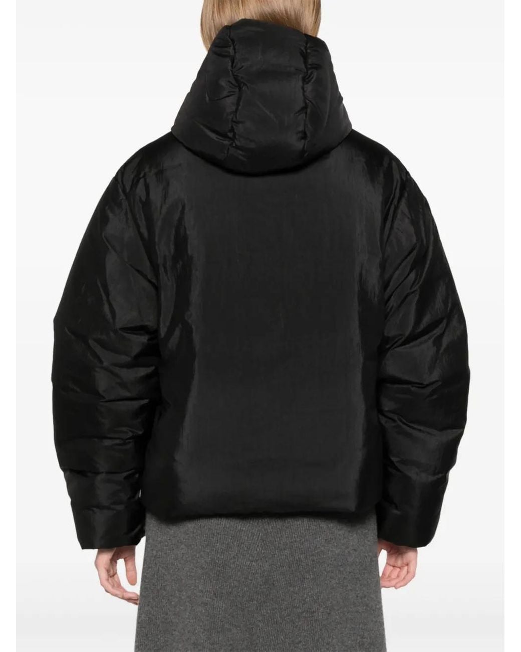 Jil Sander Black Hooded Puffer Jacket