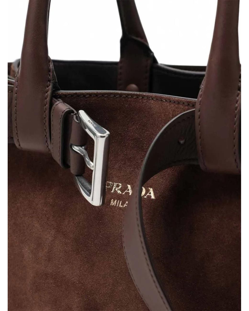 Borsa Tote Media di Prada in Brown