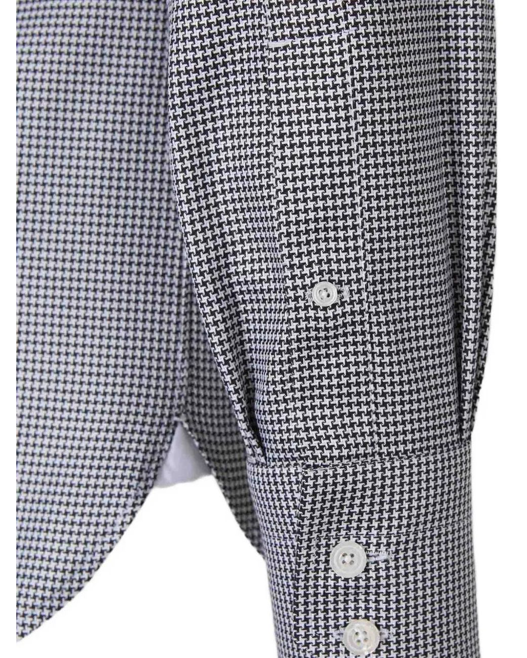 Tom Ford Gray Houndstooth-Pattern Long-Sleeve Shirt for men
