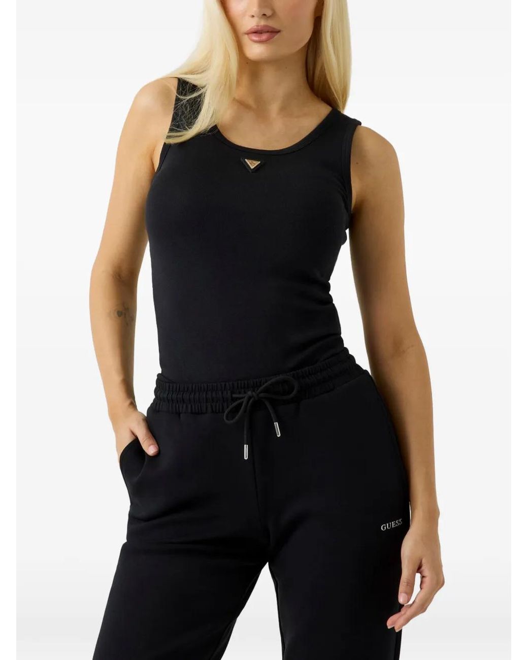Guess Black Triangle-Logo Tank Top