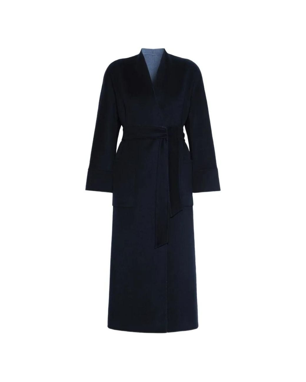 Max Mara Black Reversible Belted Virgin-Wool Coat
